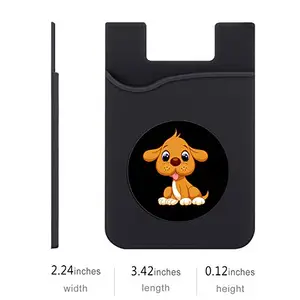 Plan To Gift Set of 3 Cell Phone Card Wallet, Silicone Phone Card Id Cash Wallet with 3M Adhesive Stick-on Baby Dog Printed Designer Mobile Wallet for Your Phone & Tablet