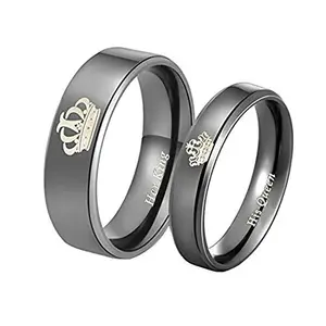 Yellow Chimes Valentine Gift for Girls Rings for Women Couple Rings | Valentine Ring Black Bands Rings Titanium Steel King & Queen Couple Ring For Men | Birthday Anniversary Gift For Girlfriend Wife