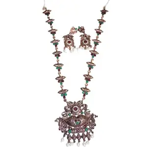 Maroon Copper Jewellery Set Copper Necklace Set for Women & Girls