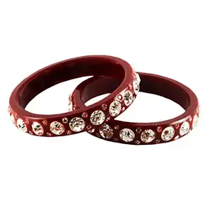 MAYA FASHION Maroon Stone Acrylic Bangle With Very Extra Large Size Elegant Extra Large Size Bangle | Perfect Fit for Plus Size banglesTrendy and Comfortable Fit for woman and girls | (Sku-ban911)