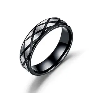 Yellow Chimes Rings for Men Western Style Stainless Steel Causal Wear Black Strips Band Rings For Men And Boy's