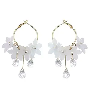 Jewels Galaxy Gold Plated Beautiful Floral Contemporary Drop Earrings (LQ-ERG-11014)