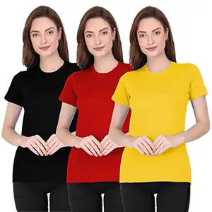 THE BLAZZE 1019 Women's Regular T-Shirts for Women Combo (Large, Combo_04)