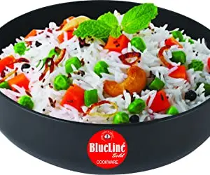 Blueline Gold Hard Anodised Kadhai Induction Compatible, Deep-Fry Pan(Flat Bottom) with Stainless Steel Lid (24) price in India.