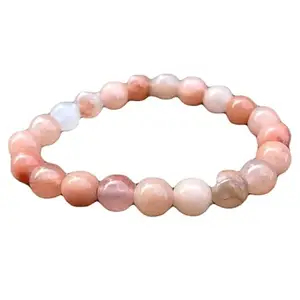 RRJEWELZ Natural Pink Aventurine 8mm round Shape smooth Cut Beads 7.5 Inch Stretchable Bracelet for Men & Women.|STBR_RR_07682_7.5