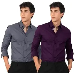 Visit the Pinkmint Store Pinkmint Men's Solid Cotton Formal Shirt | Plain | Full Sleeve - Regular Fit (Available in Plus Sizes and Combo Pack of 2)