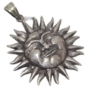 Rajasthan Gems Pendant Royal Mewar Sun Sign 925 Sterling Silver Traditional Tribal Women Men Unisex Handmade L218