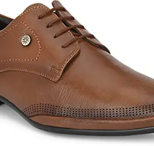 MONDAIN Comfortable Stylish Leather Formal Shoes Lace Up for Men (Tan)(MDFS-125-TAN-8)