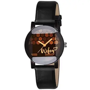 KIROH® Wifey Printed Dial Leather Strap Analog Girl's and Women's Watch