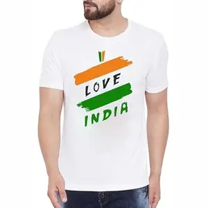 Love India Patriotic T-Shirt, White Cotton, Tricolour Graphic Print (in, Alpha, S, White)