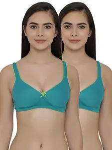 Clovia Women's Pack of 2 T-Shirt Non Padded Wirefree Demicup Bra (COMBRC122_Multi-Coloured_40B)