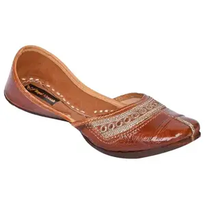 Countless Steps mojaris for Women Punjabi Jutti for Women Stylish Juti for Women Ladies Jutti Women Jutti Bellies for Women Stylish nagra Juti for Women Rajasthani Jutti for Women Stylish Leather -B61TAN$-7