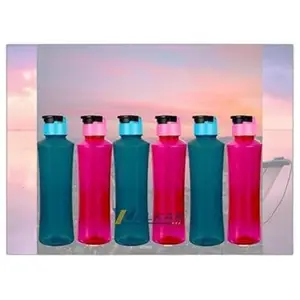 Water Bottle flip Flop Cap Bottle Set of 6 Fridge Water Pack Plastics Combo for Refrigerator Home Office Freeze 1000 ml Bottle p|Design - 6165 for Home and Kitchen