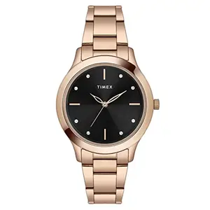 Timex Analog Black Dial Women's Stainless Steel Watch-TWEL98SMU06