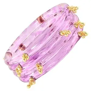 STYOLLO Crystal Kashmiri Ghungroo Glass Kada For Women & Girls | Viral Kada For Girls | Ethnic Traditional Kangan Jewelry | Wedding Festive Bridal Party | Trending Designer Fashion Gift - Set Of 4