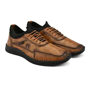 Rising Wolf Men's Synthetic Leather Tan Formal Shoes for Men