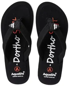 Aqualite Women D.ORTHO-302 Slipper, Black/White, 6 UK/India