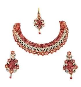 Shashwani Women's Assorted Alloy Necklace Set (Red)-PID26193