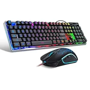 MageGee Gaming Keyboard and Mouse Combo, K1 LED Rainbow Backlit Wired Keyboard