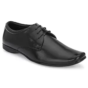 egoss Comforts Premium Genuine Leather Derby Formal Shoes for Men (Black-9)-FO-2517