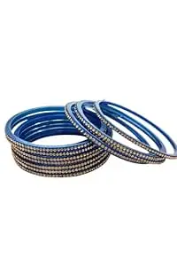 HOUSE OF BANGLEZ Stone Studded Bangles Set for Women Crystal Designer Designer Bangles Set of 12