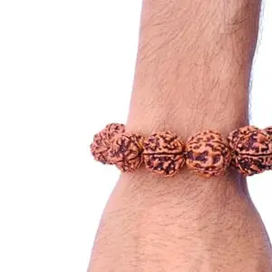 Rudraksham 5 Mukhi Stretchable Rudraksha Bracelet for Men & Women – Authentic Nepali Beads | Handcrafted for Focus, Balance & Wellness