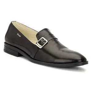 PRAVI Leather Casual Whole-Cut Shoes (117-BLK-6) Black
