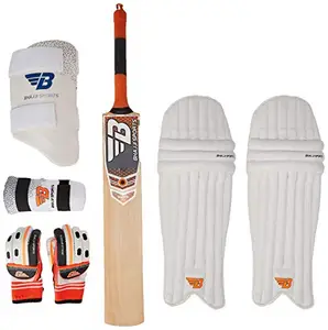 BHAJJI KASHMIRI WILLOW CRICKET BAT ELITE SIZE-5 WITH BATTING PAD 101 BOYS WITH BATTING GLOVES 202 BOYS WITH THIGH GUARD 505 BOYS WITH ARM GUARD 101 BOYS