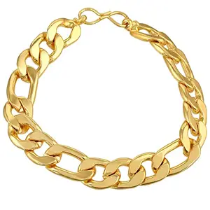 Memoir Gold Plated 11mm broad, Etching Interlink 25Gms real gold look Bracelet for Men