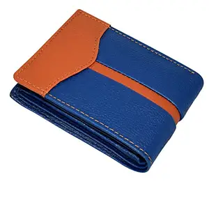 MATSS Blue & Orange Artificial Leather Bi-Fold Wallet for Men(A12028BLOR6)