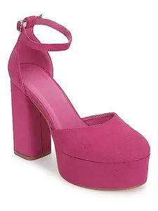 TRUFFLE COLLECTION Women's TB5 Pink Suede Fashion Sandals - UK 7