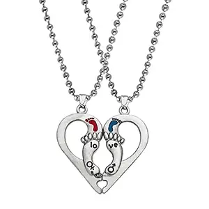 M Men Style Valentine Gift Trendy Male and Female Symbol Love You Heart Multicolor Zinc Metal Pendant Necklace Chain Set for Women