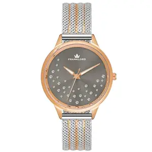 Franklord Analog Watch for Women Split Diamond Series Analog Watch for Women | Gold Dial Stainless Steel Strap Watch for Women | Wrist Watch for Ladies