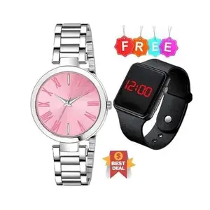 STARWATCH Stylish Stainless Steel Strap Analog and Digital Led Watch for Women (SR-872)