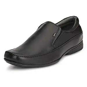 HITZ Men's Black Leather Slip-On Comfort Shoes - 10