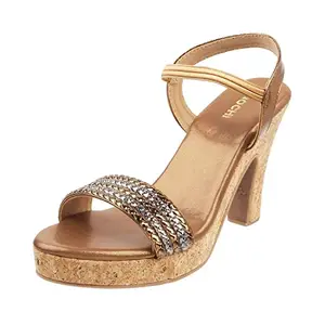 Mochi Women Ant Gold Partywear Heel Sandal UK/6 EU/39 (40-2)