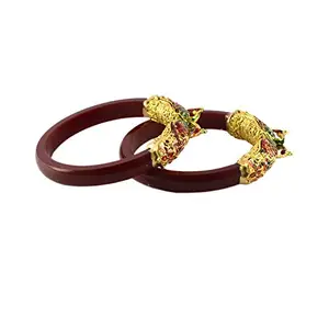 MAYA FASHION Maroon Gold Platted Acrylic-Brass Bangle With Very Extra Large Size Exquisite Plus Size Bangle