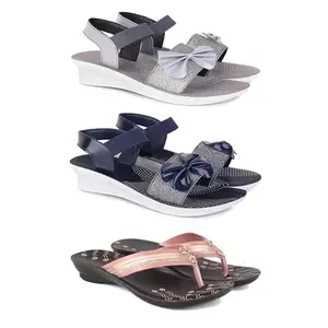 Women's Comfortable Sandal,Casual Lightweight Sandal for Everyday Wear | (COMBO-3)-1971-1972-1956-8