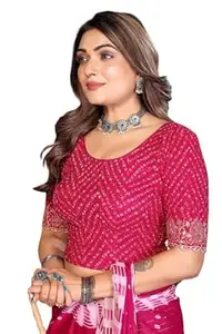 SANMATI CREATION Sanmati Stylish Lycra Roundneck Stretchable Blouse for Women | Short Sleeve Non-Padded Pullover | Lycra Saree Top | Round Neck