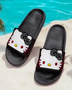 Pampy Angel Combo Pack of 2 Slipper/Flip Flops/Slides for Men,(Kitty-Black,YW-Love-Pink),37 (Euro)