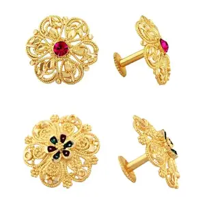 VFJ VIGHNAHARTA FASHION JEWELLERY Vighnaharta Traditional South Trend Alloy 1gm Gold Plated Earring Combo set.