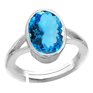 JEMSPRIME 3.00 Ratti 2.50 Carat Special Quality Blue Topaz Free Size Adjustable Ring Good Plated Gemstone by Lab Certified(Top AAA+) Quality for Man or Women