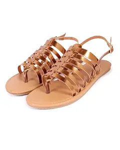 WZAYA WOMEN Vintage Rose Gold Flat Sandals