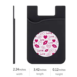 Plan To Gift Set of 3 Cell Phone Card Wallet, Silicone Phone Card Id Cash Wallet with 3M Adhesive Stick-on Love Lips Texture Printed Designer Mobile Wallet for Your Phone & Tablet