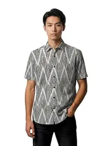 BULLMER Trendy Regular Fit Cotton Blend Printed Casual Half Sleeve Shirt for Men | Stylish Mens Casual Shirts | Shirts for Men