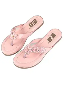 WalkTrendy Womens Synthetic Pink Open Toe Flats - 5 UK (Wtwf365_Pink_38)