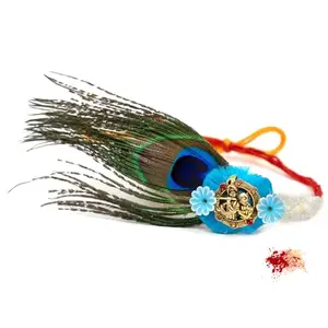 To The Nines Men's Krishna Rakhi for Brother with Tilak Material & Greeting Card