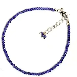 Gems_Hub Silver Plated Bracelet with Blue Faceted Tanzanite Beads – Round 2-2.5mm – For Men & Women|FIZA_LINK_06366