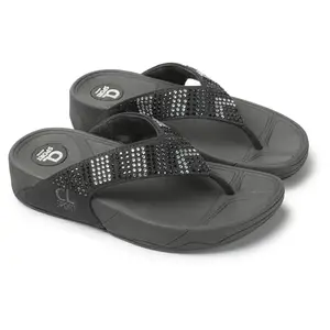 Carlton London Women Grey Comfortable Embellished Ethnic Sandal with Platform Heels, Round Toe for for Casual and Outdoor Use (41)