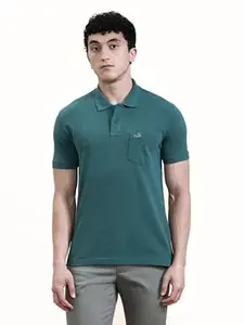 CROCODILE Men Solid Slim Fit Polo T-Shirt | Regular Length | Short Sleeve | Button Placket | Casual Knitted Topwear